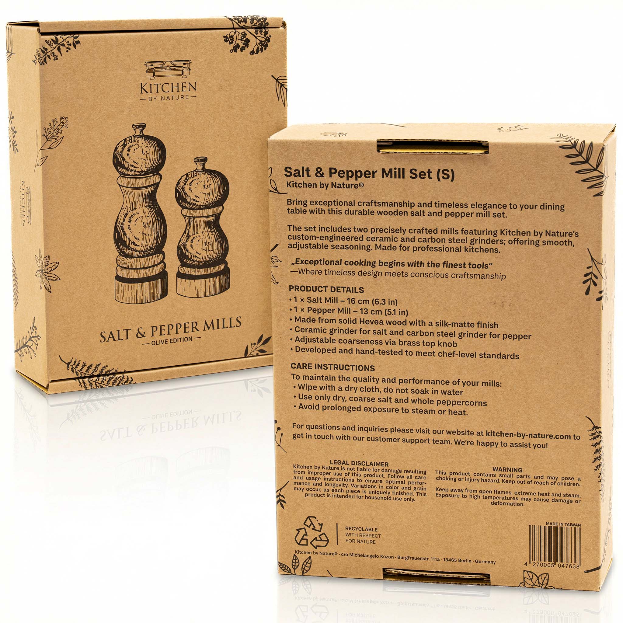 Set de moulins à sel et à poivre (16 / 13 cm)