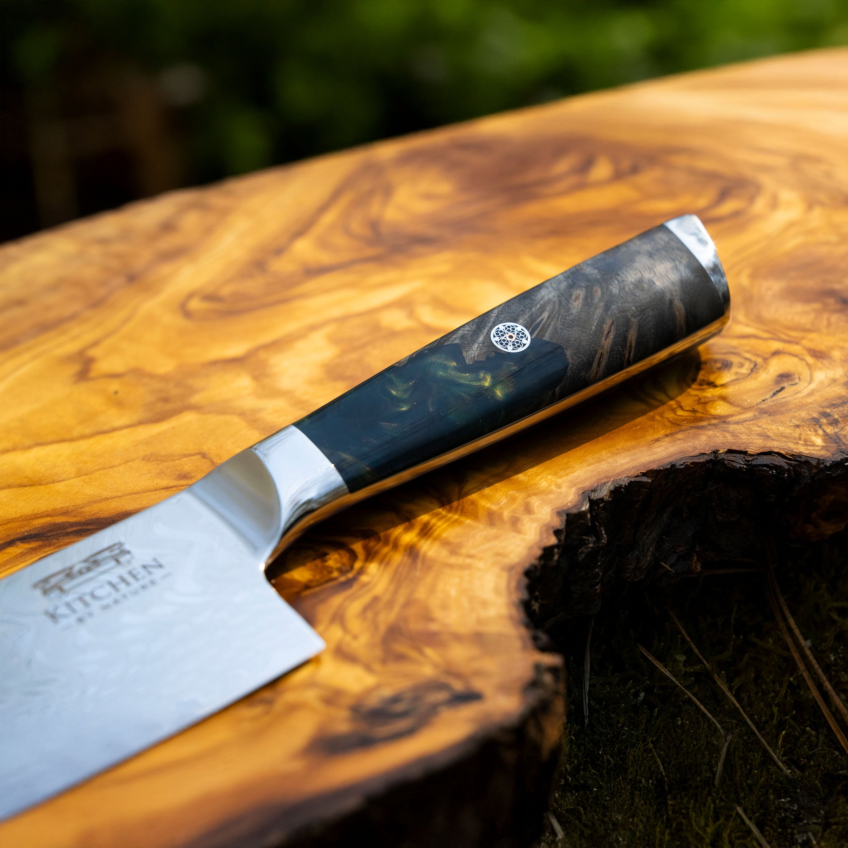 Birkenholzgriff des Damaskus Küchenmessers