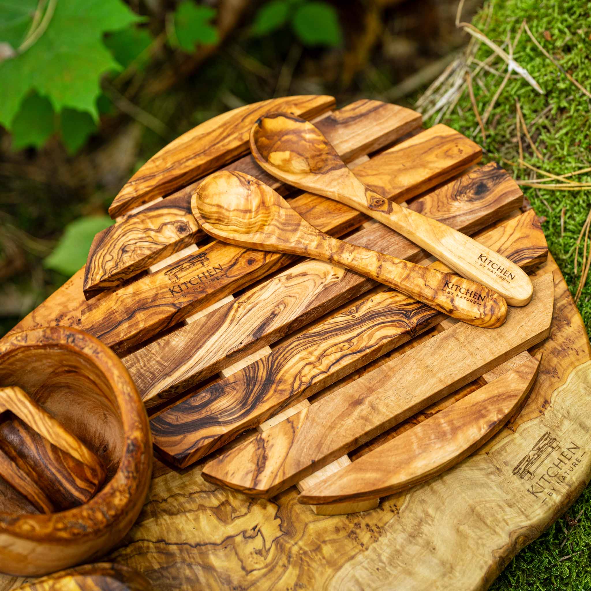 10-piece Olive Wood Baking Utensil Set with Cutting Board