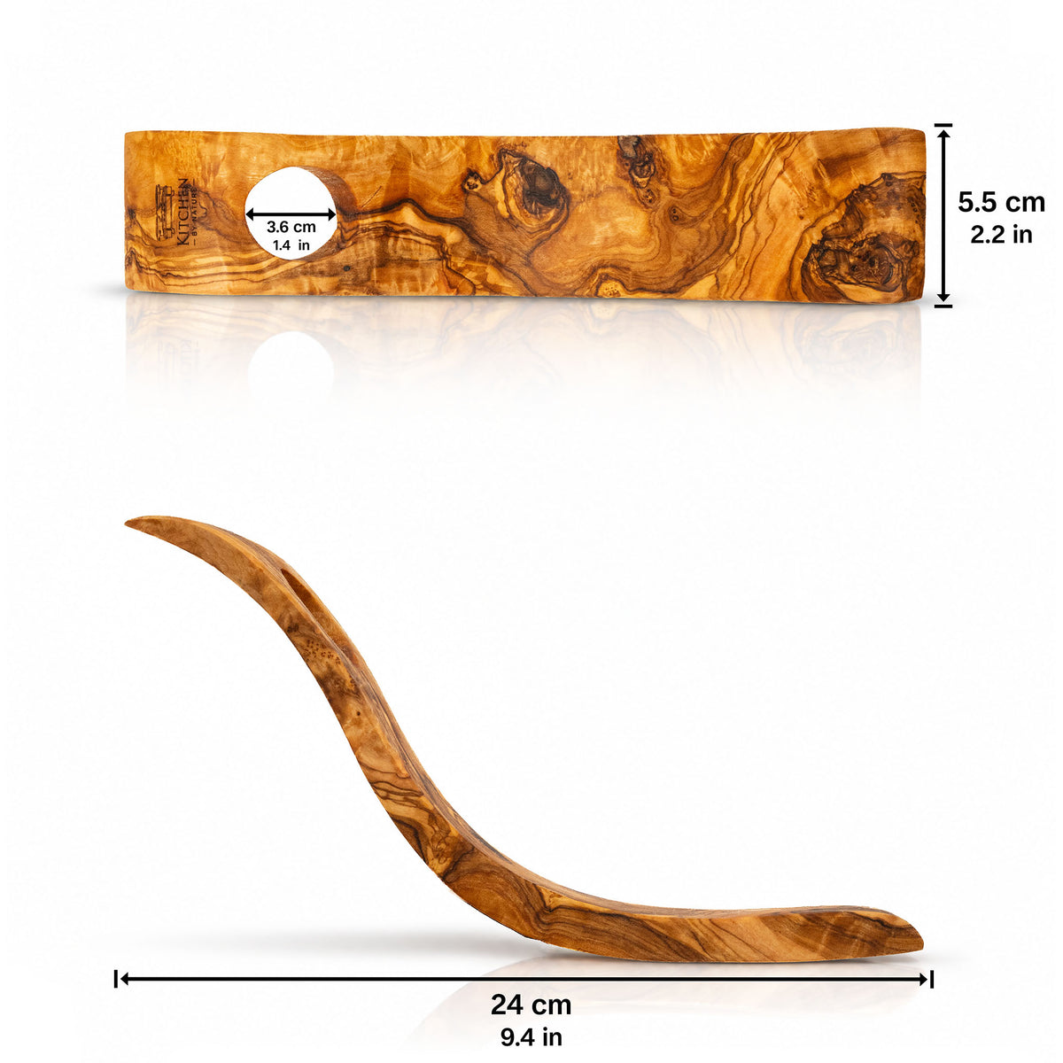 Porte-bouteille en bois d’olivier, dimensions 24 x 5,5 cm, trou Ø 3,6 cm