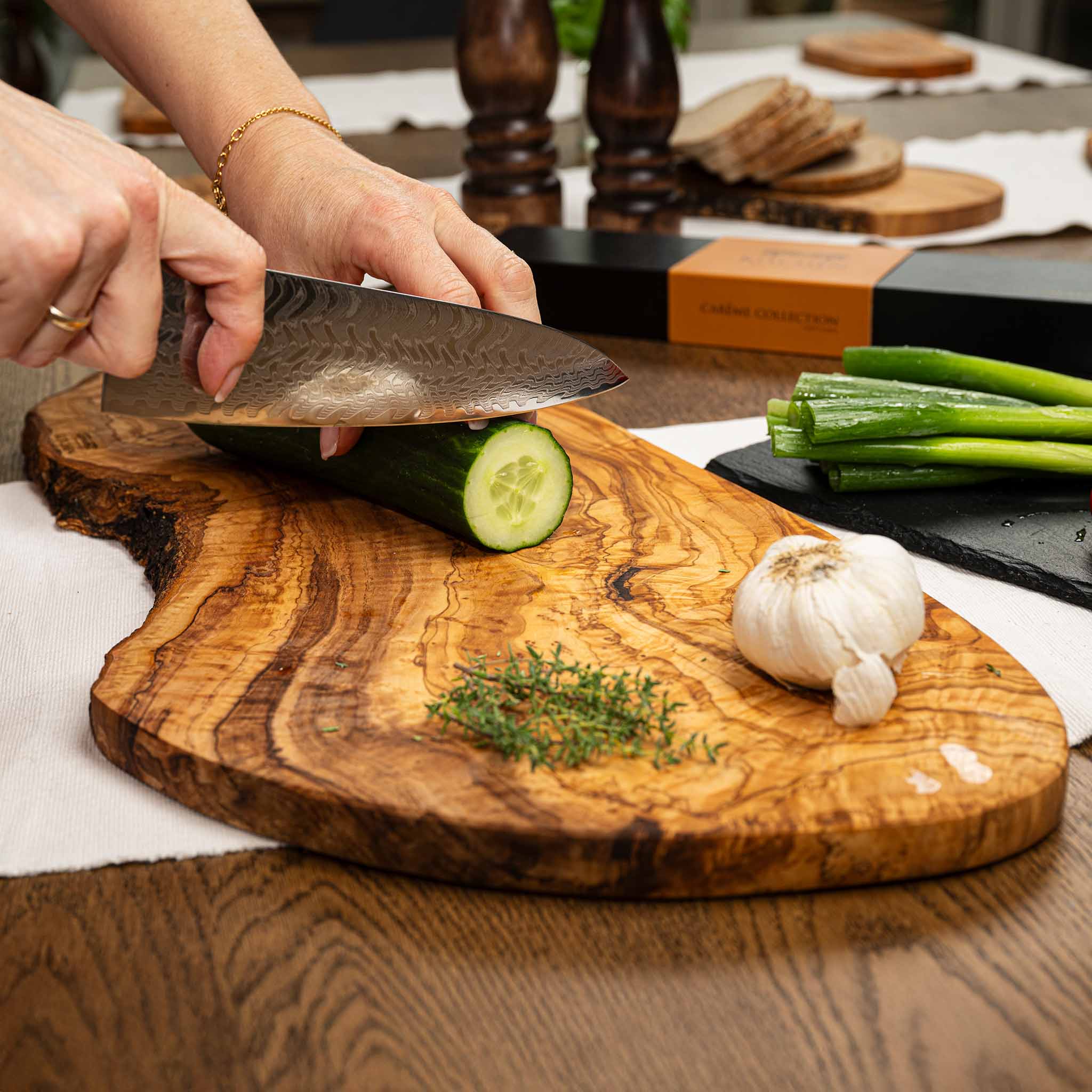11-piece Olive Wood Kitchen Utensil Set with Cutting Board