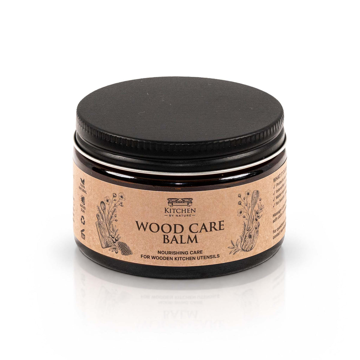Baume d’entretien du bois Kitchen by Nature® en pot de verre ambré, 100 ml